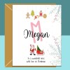 Niece Christmas Card Personalised - For Her - Niece Customised Card this Xmas - Name Card - Santa - Blank inside - Regular - Matte