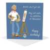Male artist birthday card for him - designed by Erica Sturla - 15cm square and blank inside, made in the UK