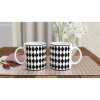 Black Checkerboard Diamond Coffee Mug - Ceramic White