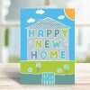 A vibrant and fun happy new home card with a gorgeous printed envelope - 12 x 17cm and blank inside - made in the UK