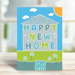 A vibrant and fun happy new home card with a gorgeous printed envelope - 12 x 17cm and blank inside - made in the UK