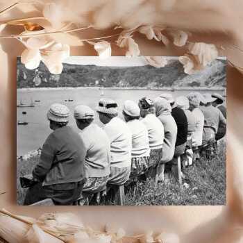 Lake view - vintage black and white themed card featuring a ladies outing in Dorset 1950's - 12.6 x 17.7cm and blank inside - made in the UK