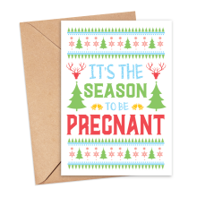 Pregnancy Announcement Card - It's The Season To Be Pregnant - Small (Approx. A6 | 105mm x 148mm | 4.1in x 5.8in) - Standard Smooth Card