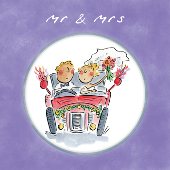 Holy Mackerel Mr & Mrs, a 15cm square wedding card by Rosie Brooks. Blank inside for your message