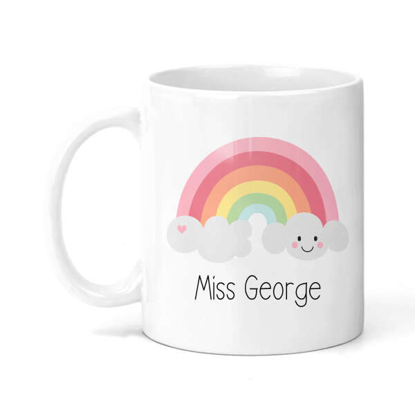 Personalised Teacher Ceramic Mug - Cute Cartoon Rainbow