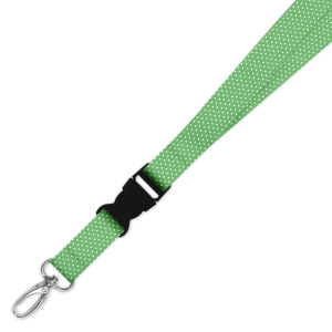 Double Breakaway Lanyard - Green & White Polka Dots