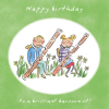Brilliant Bassoonist Music Themed Birthday Greetings Card by Artist Rosie Brooks. Card is 150mm Square.