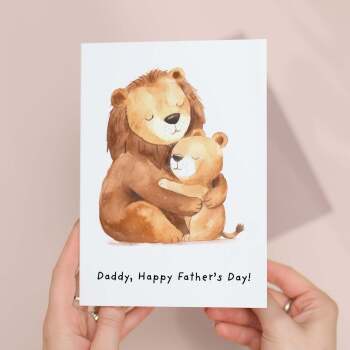 Father's Day Card For Daddy Cute Lion and Cub Illustration Father's Day Card For Dad Father's Day Gift From Child