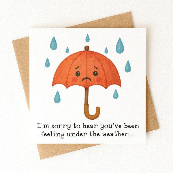 Get Well Soon Card - I'm Sorry To Hear You've Been Feeling Under The Weather - Standard Smooth Card