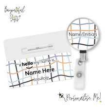 #hello my name is... Name Badge & Metal ID Reel - Hand Drawn Wavy Lines Hello My Name is...