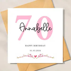 Personalised 70th Birthday Card - Happy 70th Birthday