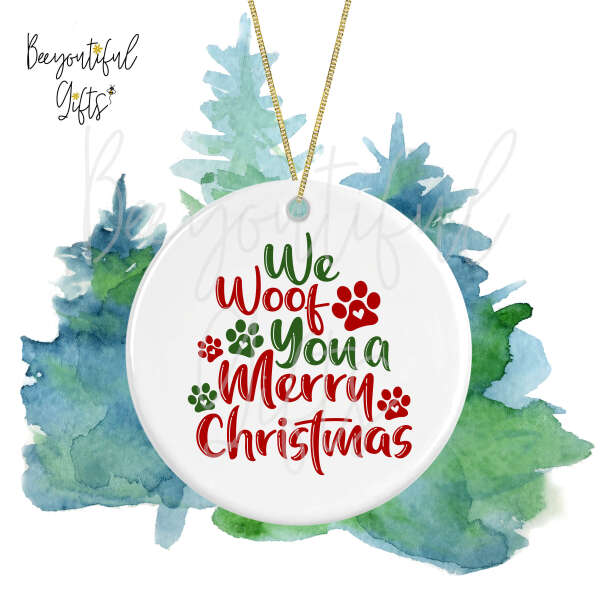 Ceramic Christmas Tree Decoration - We Woof You A Merry Christmas