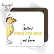 Personalised Drinks Coaster - Hand Drawn Pina Colada Cocktail