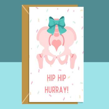 Funny Hip Replacement - Get Well Soon Card - Recovery - For him or for her - Can be personalised inside - Ideal for someone recovering