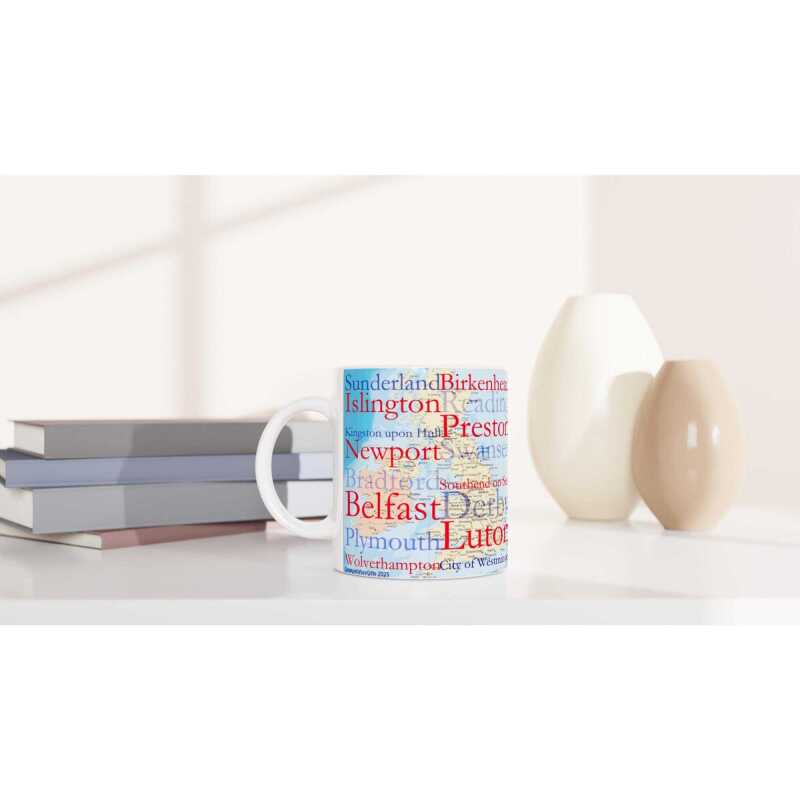 UK Cities Word Mug - Ceramic White