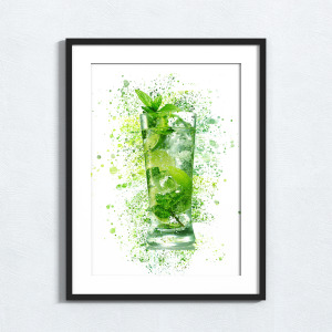 Mojito Splash Effect Art Print - A2 (Approx. 42cm x 59cm)