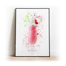 Strawberry Milkshake Splash Effect Art Print - A6 (Approx. 10cm x 15cm)