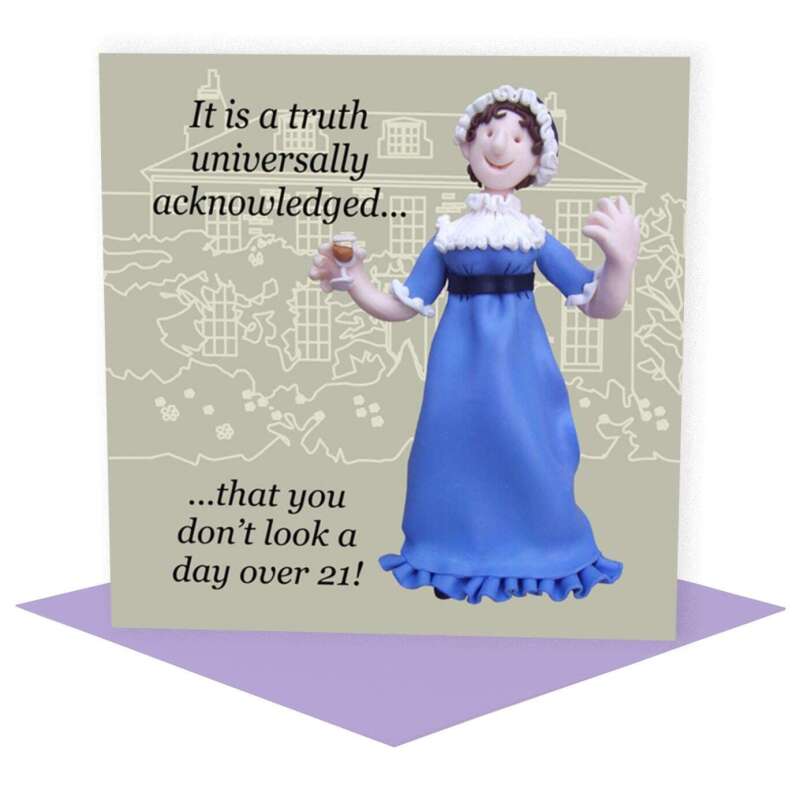 Jane Austen Birthday Card Pack - 5 Cards - Polymer Clay Art by Erica Sturla - Literary Birthday Gift UK
