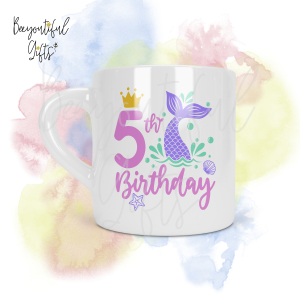 Personalised Mermaid 5th Birthday Number Smug Mug® (6oz)