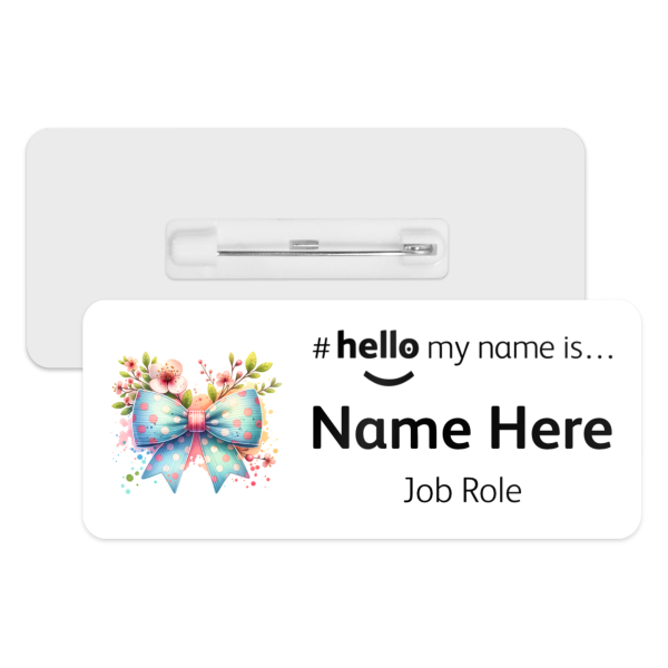 #hello my name is... Name Badge - Spring Flowers Coquette Bow