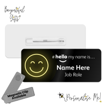 Name Badge - Neon Lights Hello My Name is... - Smiley Face