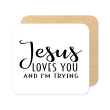 Religious Coaster - Jesus Loves You - Standard Wooden Coaster