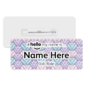 #hello my name is... Name Badge - Pastel Knitted Pattern