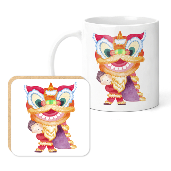 Mug & Coaster Set - Watercolour Chinese New Year Dragon