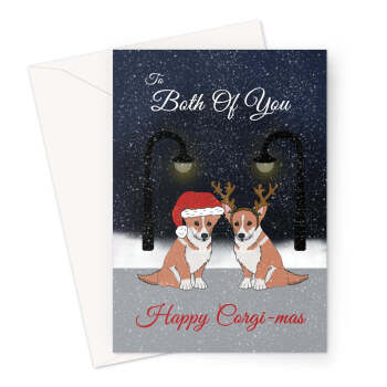 Corgi Dog Christmas Card For A Couple