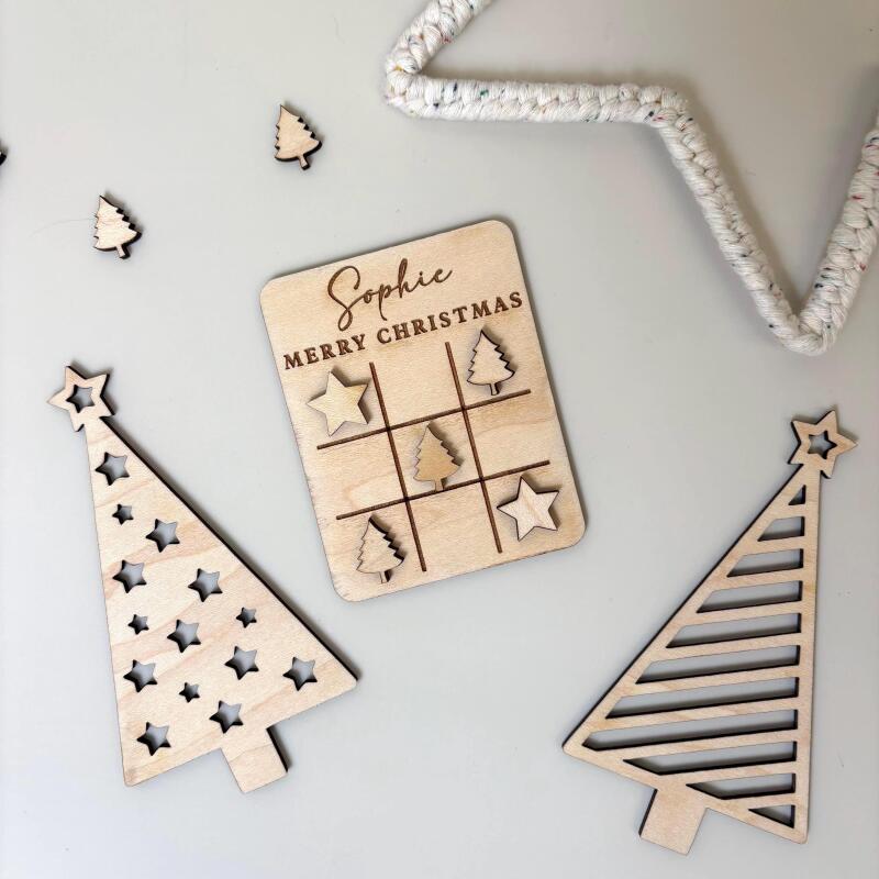 Personalised Christmas Favour Game / Noughts and Crosses / Table Favours / Table Decoration / Mini Games