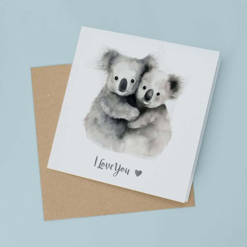 Valentine's Day Card For Wife Valentine's Day Card For Husband Boyfriend or Girlfriend Valentine's Day Card For Him or Her Koala Love - Square (5.5x5.5) / Blank Inside