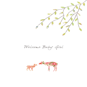 Holy Mackerel deer themed new baby girl card - designed by Eloise Hall - 15.7 x 11cm and blank inside