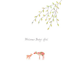 Holy Mackerel deer themed new baby girl card - designed by Eloise Hall - 15.7 x 11cm and blank inside