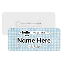 #hello my name is... Name Badge - Pastel Gingham Moon & Stars