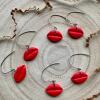 Red Lips Earrings: Handmade Polymer Clay, Surgical Steel Hooks