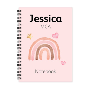 Personalised A5 Notebook - Pink Pastel Rainbow