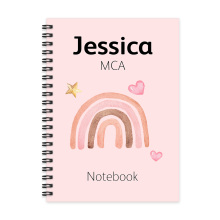 Personalised A5 Notebook - Pink Pastel Rainbow