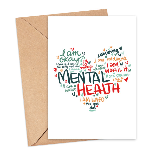 Mental Wellbeing Card - Mental Health Heart - Small (Approx. A6 | 105mm x 148mm | 4.1in x 5.8in) - Standard Smooth Card