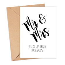 Personalised Wedding Card - Mr & Mrs - Small (Approx. A6 | 105mm x 148mm | 4.1in x 5.8in) - Standard Smooth Card