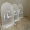 Wedding Table Numbers with Arched Finish /  Acrylic Table Decor / Modern Table Designs / Wedding Decor / Minimalistic Modern Wedding - Clear With Stand - White