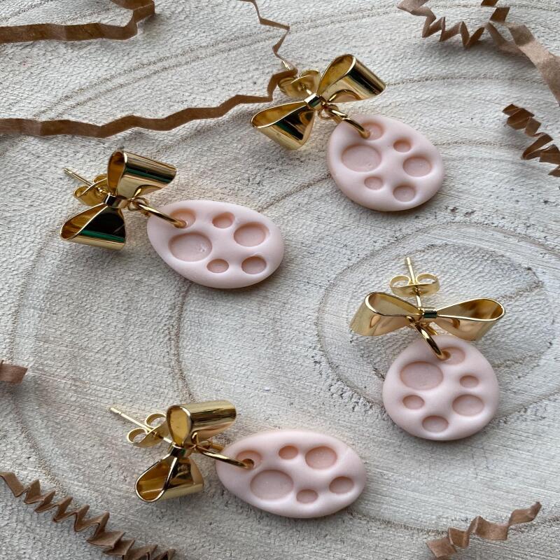 Handmade Polymer Clay Easter Egg Earrings: Pastel Spring earrings - ball studs