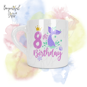 Personalised Mermaid 8th Birthday Number Smug Mug® (6oz)