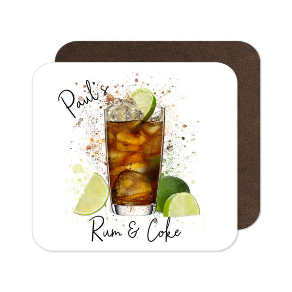 Personalised Rum & Coke Coaster with Splash Effect