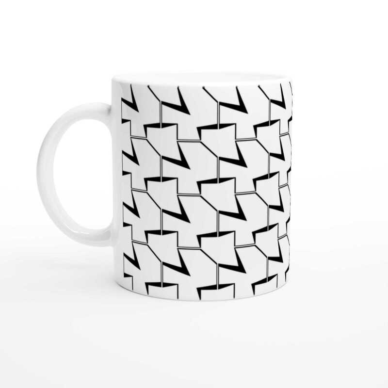 Abstract Black Pattern Mug - Ceramic White