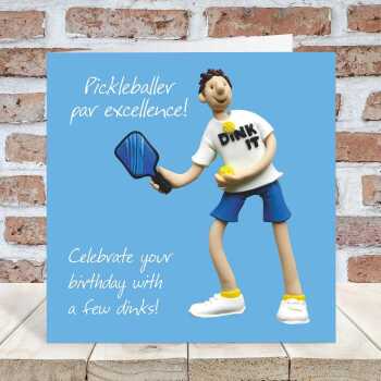 Funny Pickleball Birthday Card for Him - Polymer Clay Art by Erica Sturla - Pickleball Card UK
