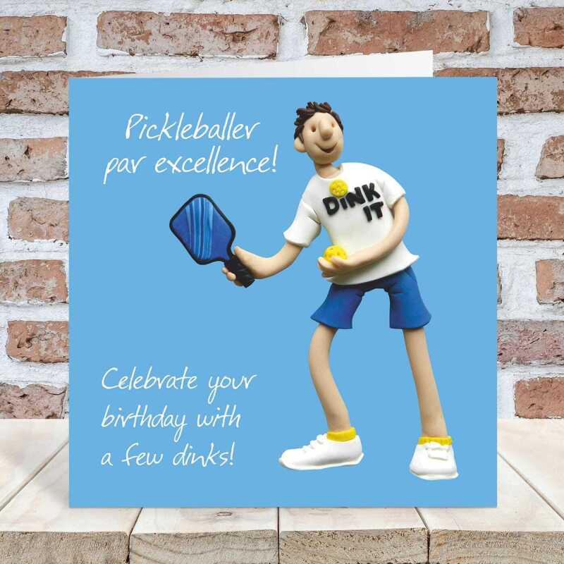 Funny Pickleball Birthday Card for Him - Polymer Clay Art by Erica Sturla - Pickleball Card UK