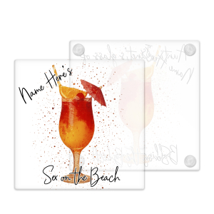 Personalised Sex on the Beach Glass Coaster with Splash Effect