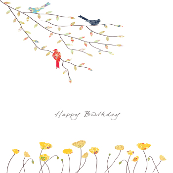 Three Birds Birthday Card