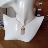 Copper Wrapped Rose Quartz Gold Necklace 