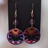 Fluorite Crystal Bead Rose Gold Earrings